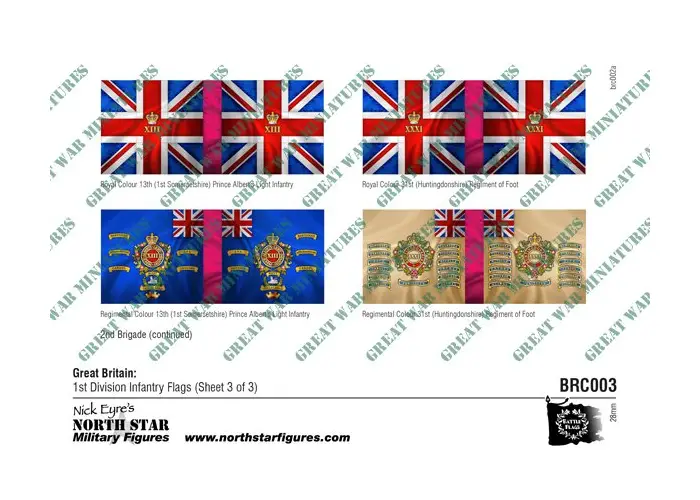 British 1st Division Infantry Flags (Sheet 3 of 3)