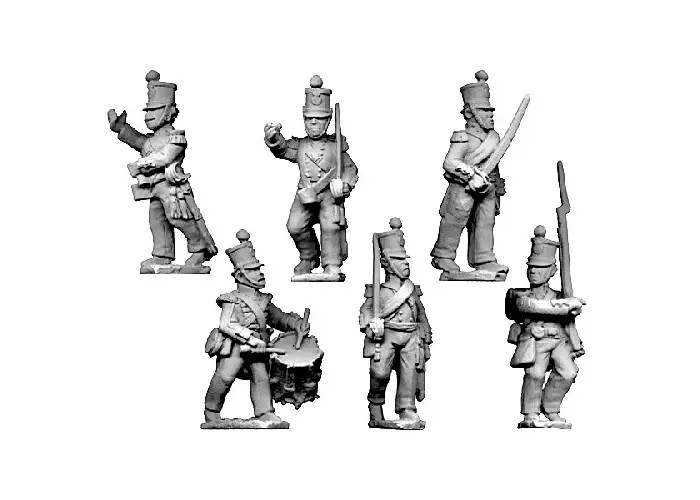 British Command Advancing, Shakos