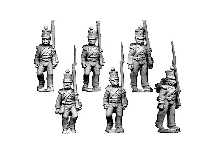 British Light/ Flank Company in Shakos, Advancing.