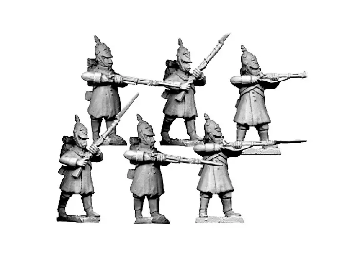 Russian Infantry in Helmets Firing