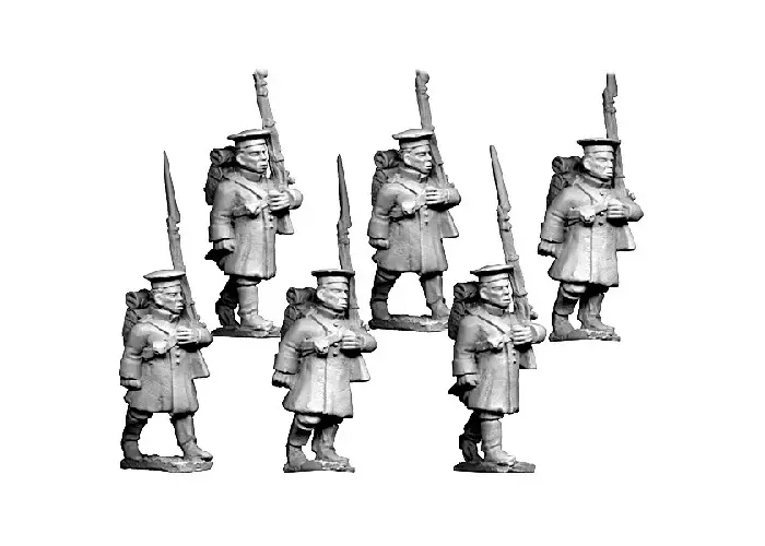 Russian Infantry in Forage Caps Advancing
