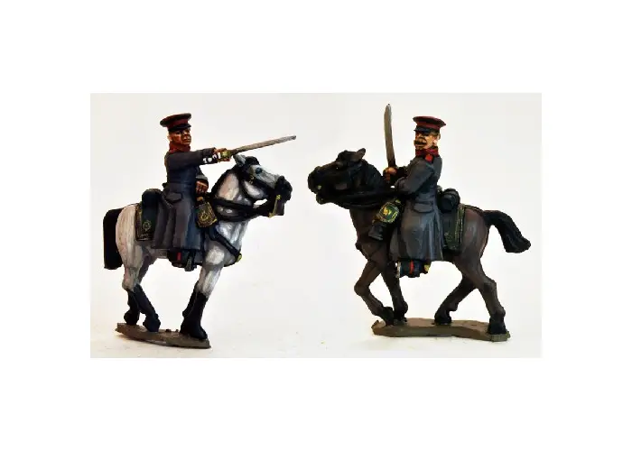 Mounted Russian Officers in Caps